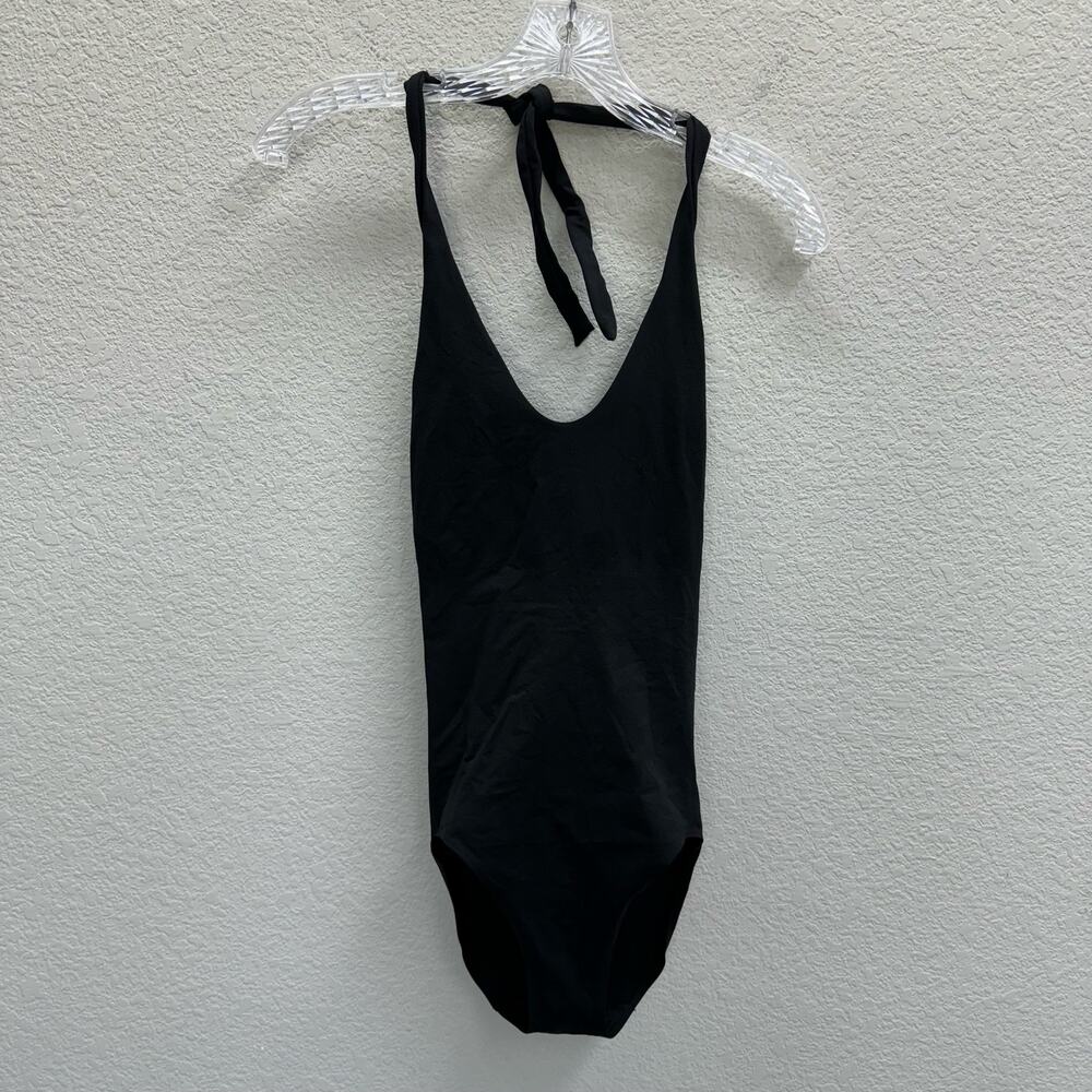 Wolford Bodysuit Women's Size S Black Shelf Bra Halter Neck Basic Closet Staple